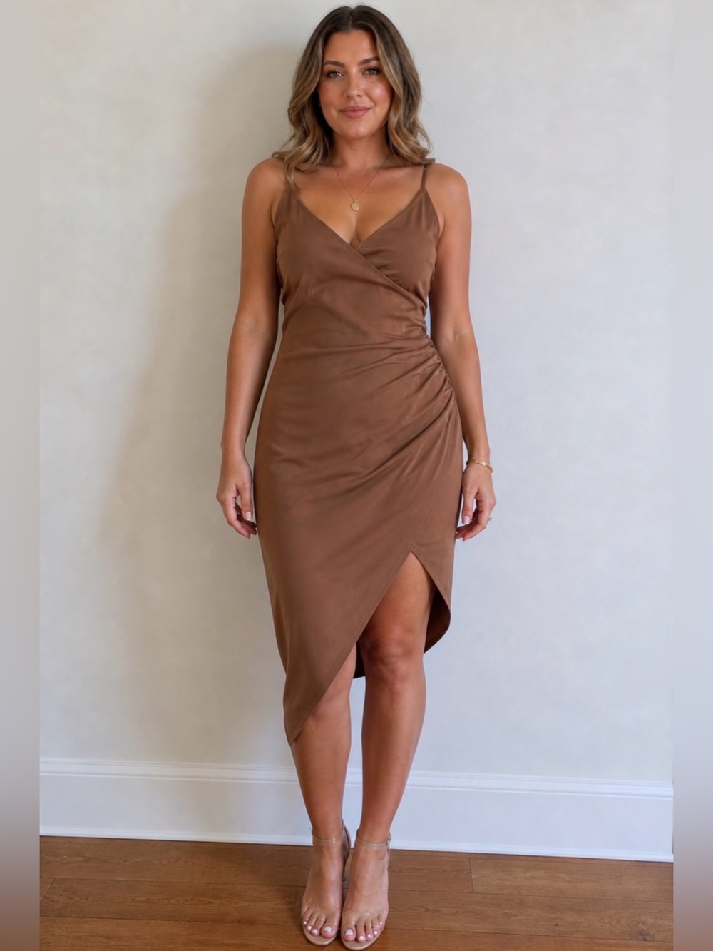 Dusty Pink Asymmetrical Midi Dress – Size M